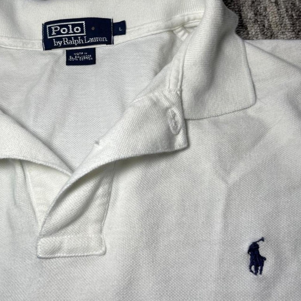 Polo Ralph Lauren Mens White Short Sleeve Pique Polo Shirt Size Large L